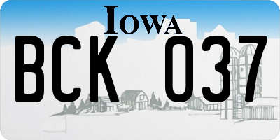 IA license plate BCK037