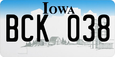IA license plate BCK038