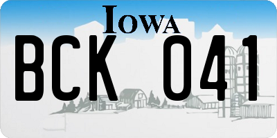 IA license plate BCK041
