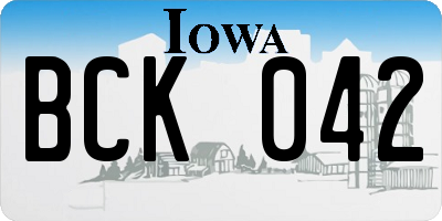 IA license plate BCK042
