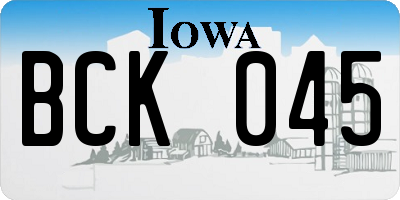 IA license plate BCK045
