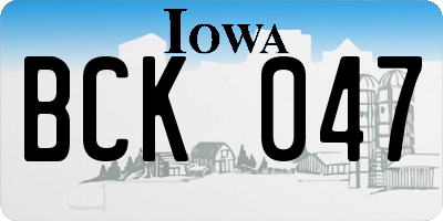 IA license plate BCK047