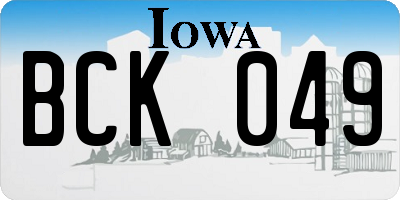 IA license plate BCK049