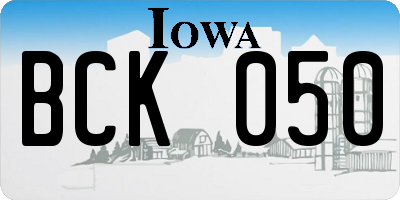 IA license plate BCK050