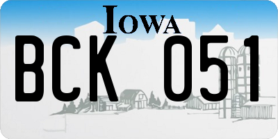 IA license plate BCK051