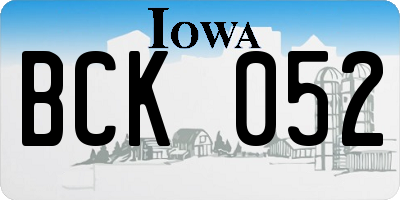 IA license plate BCK052