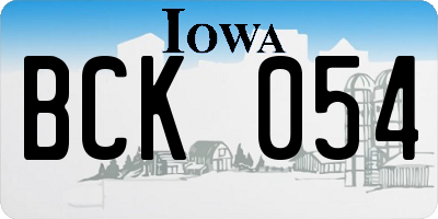 IA license plate BCK054
