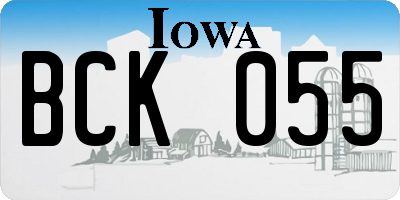 IA license plate BCK055