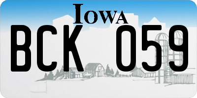IA license plate BCK059