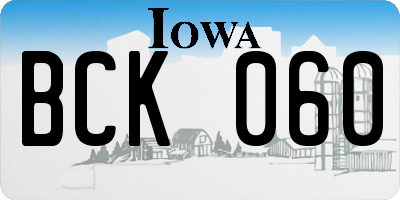 IA license plate BCK060