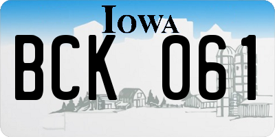 IA license plate BCK061