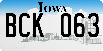IA license plate BCK063