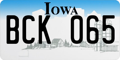 IA license plate BCK065