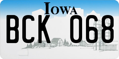 IA license plate BCK068