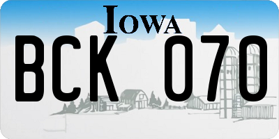 IA license plate BCK070