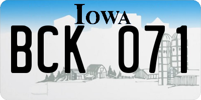 IA license plate BCK071