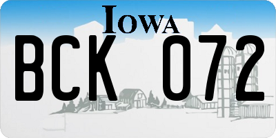 IA license plate BCK072