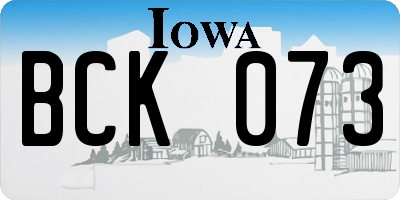 IA license plate BCK073
