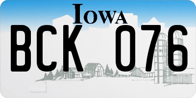IA license plate BCK076