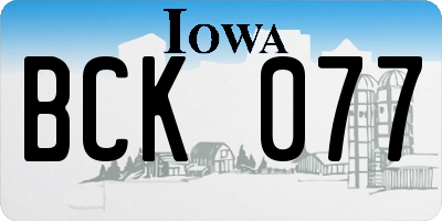 IA license plate BCK077