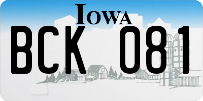 IA license plate BCK081