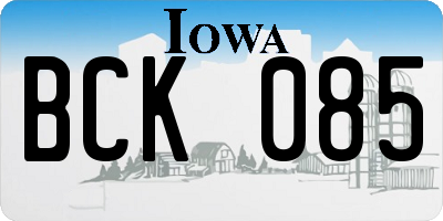 IA license plate BCK085