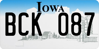 IA license plate BCK087