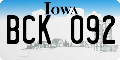 IA license plate BCK092