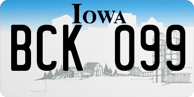 IA license plate BCK099
