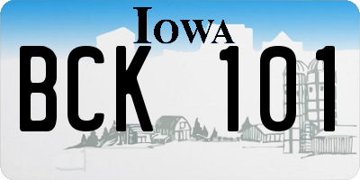 IA license plate BCK101