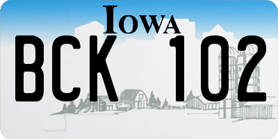 IA license plate BCK102