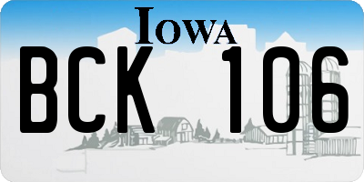 IA license plate BCK106