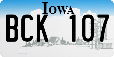 IA license plate BCK107