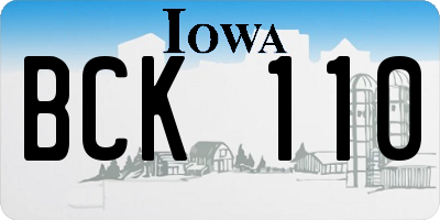 IA license plate BCK110