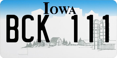 IA license plate BCK111