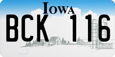 IA license plate BCK116