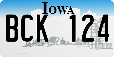IA license plate BCK124