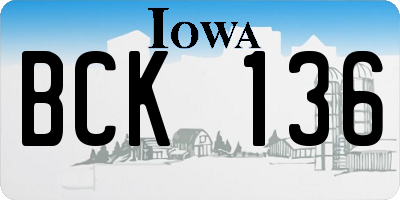 IA license plate BCK136