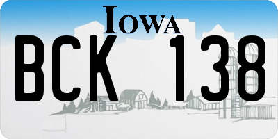 IA license plate BCK138