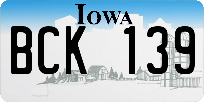 IA license plate BCK139