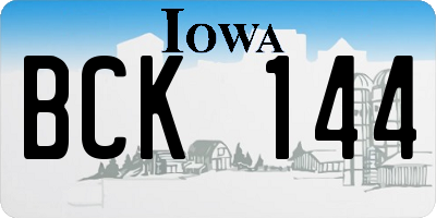 IA license plate BCK144