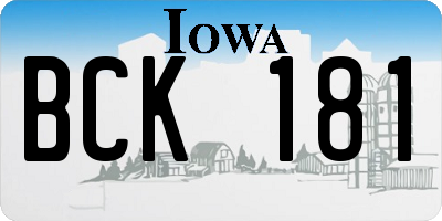 IA license plate BCK181