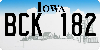 IA license plate BCK182