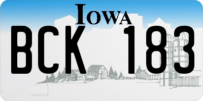 IA license plate BCK183