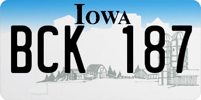 IA license plate BCK187