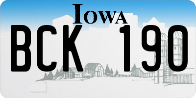 IA license plate BCK190