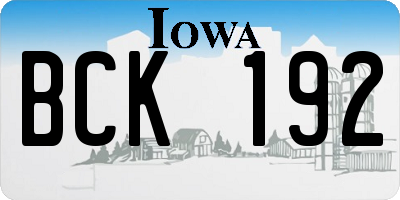 IA license plate BCK192