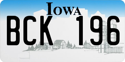 IA license plate BCK196