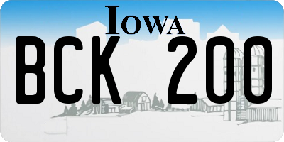 IA license plate BCK200