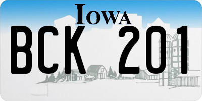 IA license plate BCK201